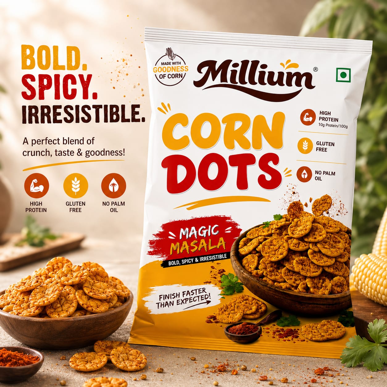 MILLIUM Corn Dots Magic Masala (Pack of 4)